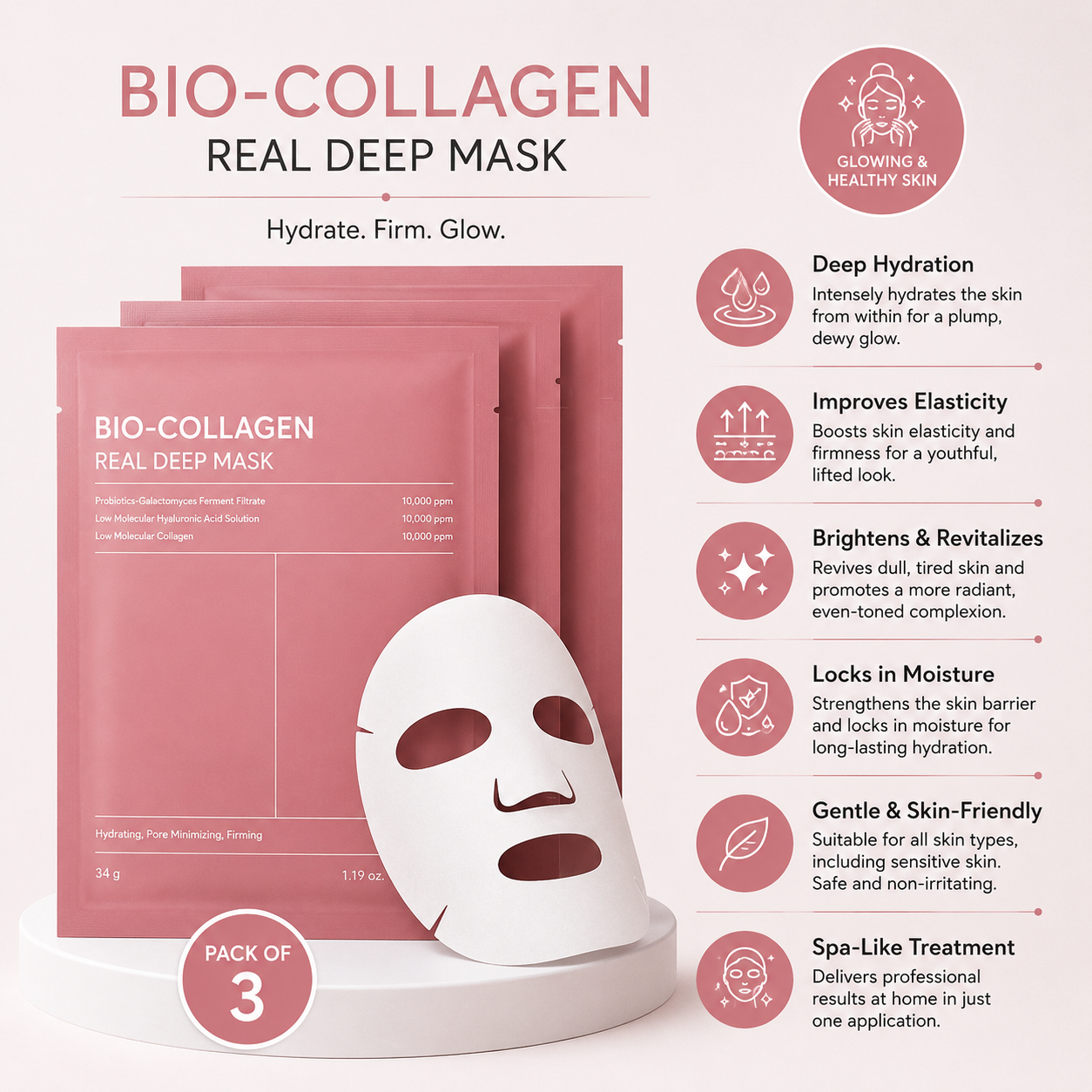 Bio-collagen Face Mask (Pack of 3)